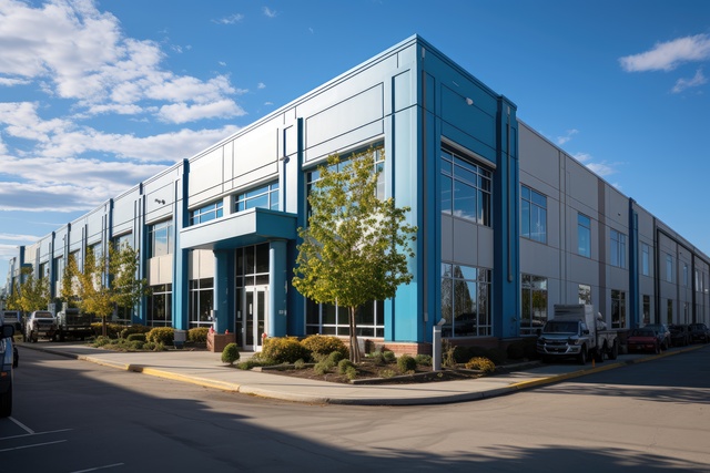 small building exterior warehouse corner